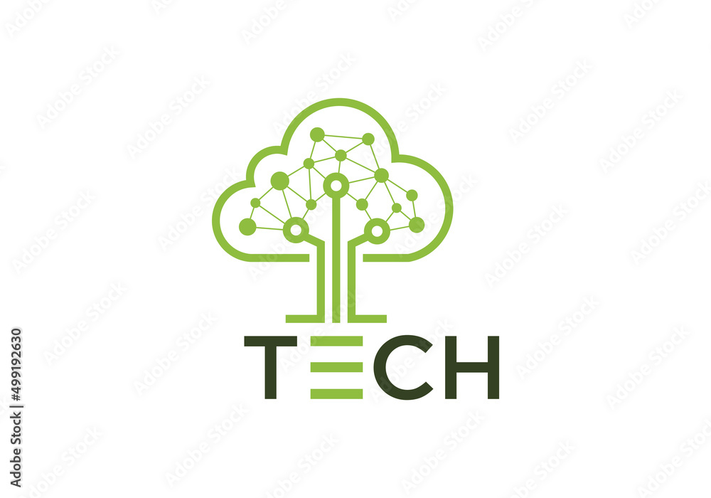 tech tree cloud idea logo icon symbol inspiration template tech tree cloud idea logo icon symbol inspiration template