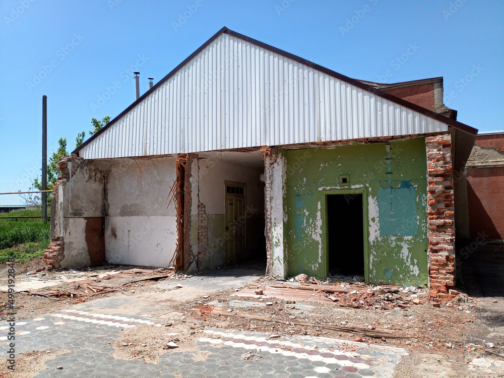 old dilapidated building of the village club of culture. old dilapidated building of the village club of culture.