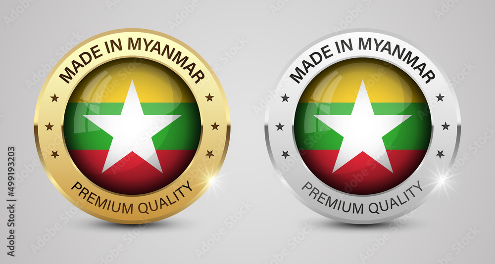 Made in Myanmar graphics and labels set. Made in Myanmar graphics and labels set.