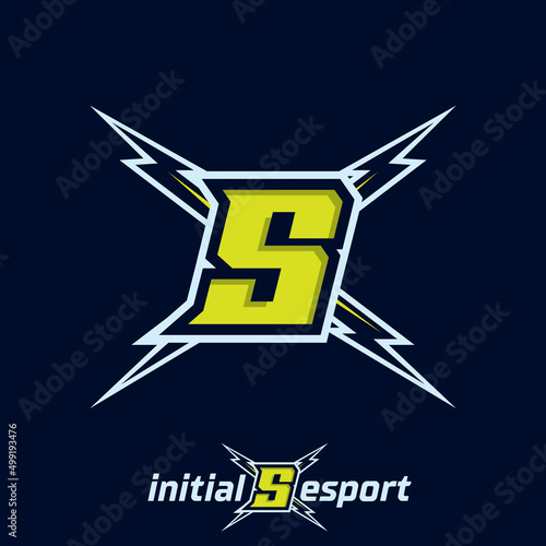 Initial S letter esport logo illustration, esport mascot gamer team work design, streamer logo