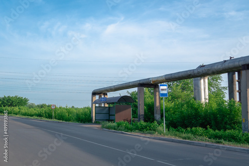 Bus stop in the industrial area.