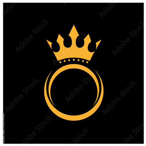Gold ring Crown Logo. Crown icon