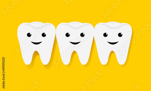 White Tooth And Yellow Background , With Gradient Mesh, Vector Illustration