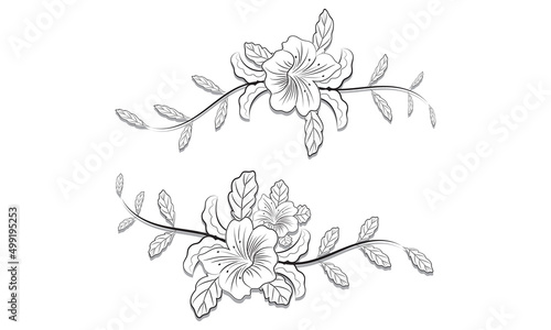 Wallpaper Mural Hand-drawn sketches of flowers illustrated on white isolated background Torontodigital.ca