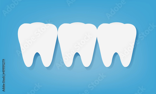 White Tooth And Pastel Blue Background , With Gradient Mesh, Vector Illustration