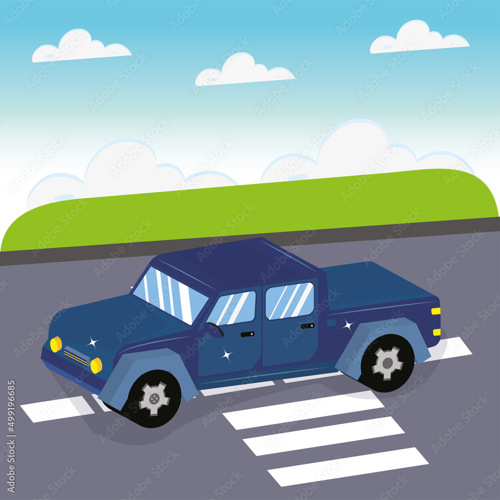 3D car rolling down the street 3D car rolling down the street