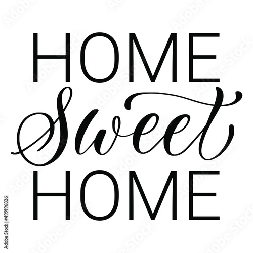 Home sweet home lettering, vintage letters, handwritten typography on white background with grunge texture. Vector illustration.	