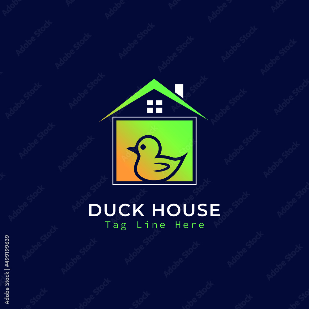 Creative Vector Minimal Duck House Unique Logo Design With Natural Gradient Colour. Creative Vector Minimal Duck House Unique Logo Design With Natural Gradient Colour.