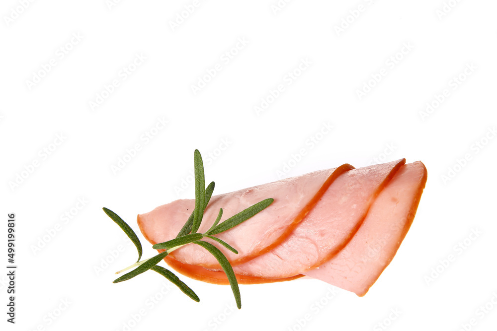 Pork ham slices isolated on white background Pork ham slices isolated on white background