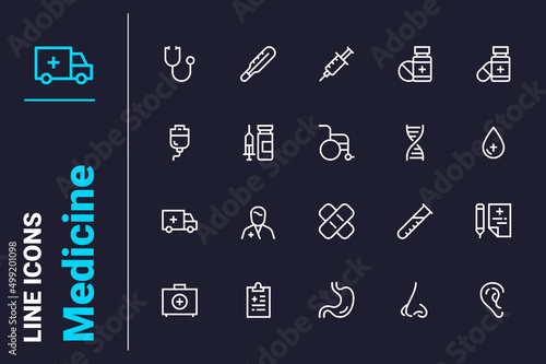 Health and medicine icons set