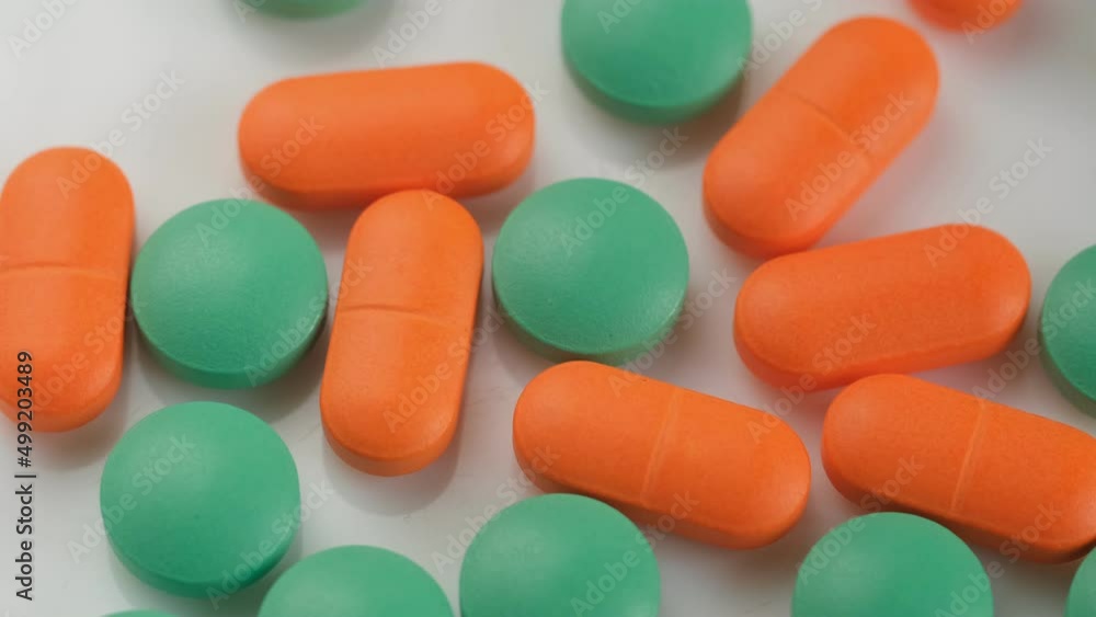 Pills rotating. Medicine, pills and tablets.Close-up View Medical Pills.