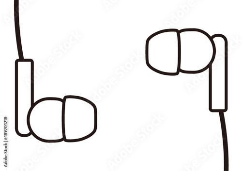 突っ込むタイプのイヤホン（線画）