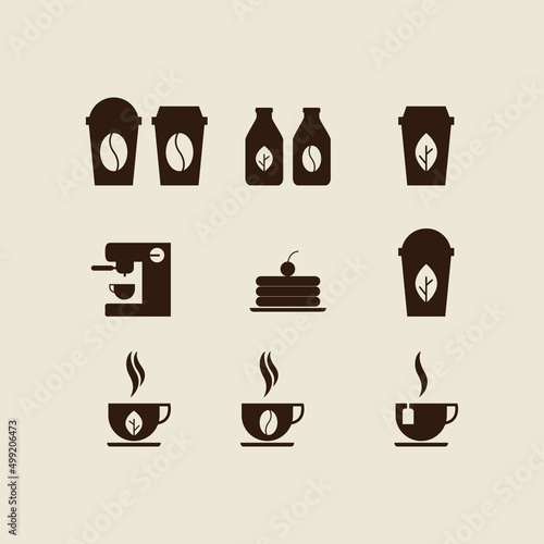 vector illustration of coffee and tea drinks for icons or menu symbols for restaurants, cafes and other places to eat. food and drink icon