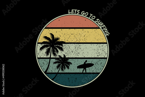 lets go to surfing retro design landscape