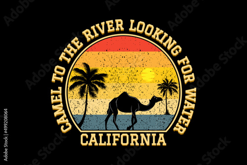 Foto camel to the river looking for water retro design landscape