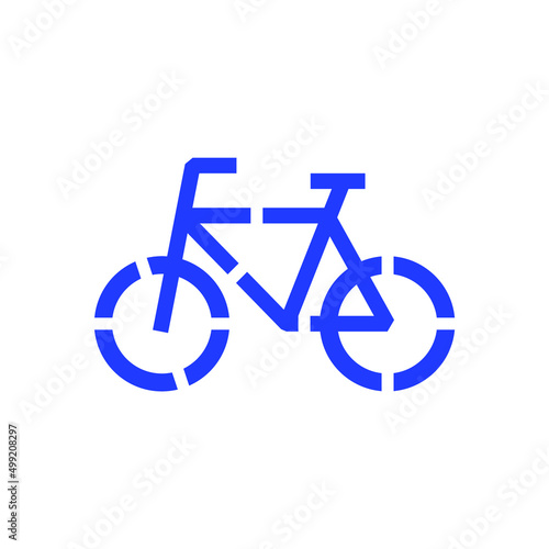 Stencil bike symbol, road asphalt or tarmac surface sign, vector bicycle icon.