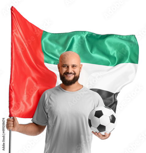 Man with ball and flag of U...