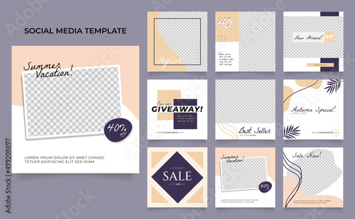 social media template banner fashion sale promotion. fully editable instagram and facebook square post frame puzzle organic sale poster..