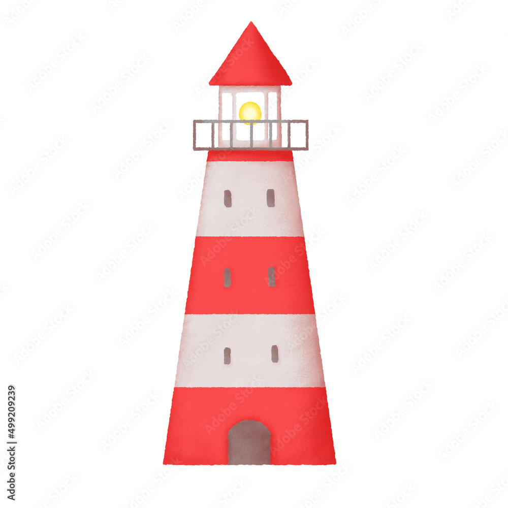 Lighthouse building digitally drawn illustration
