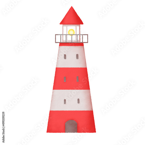 Lighthouse building digitally drawn illustration