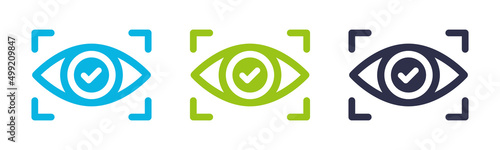Eye identification icon. Iris recognition icon set isolated on white background.