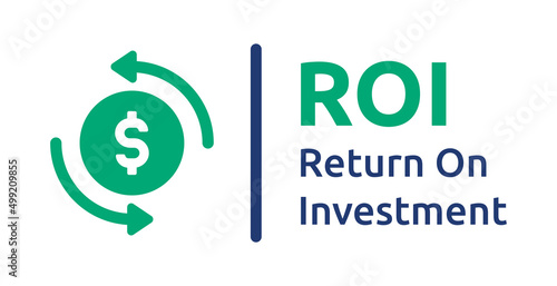 ROI, stands for Return On Investment, banner. Vector illustration