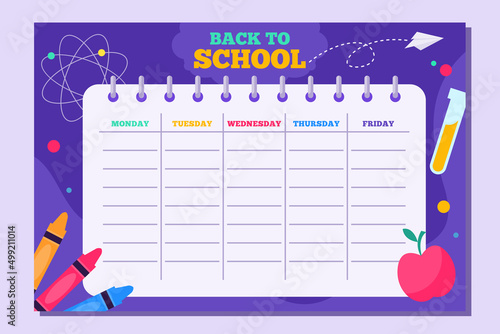 Back to School Time Table Template Vector