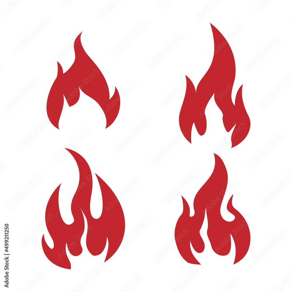 Fire flame flat icon set. Fire flame symbol flat style collection. Fire flame flat icon set. Fire flame symbol flat style collection.