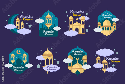 Ramadan Kareem Badge Set Collection Night Theme