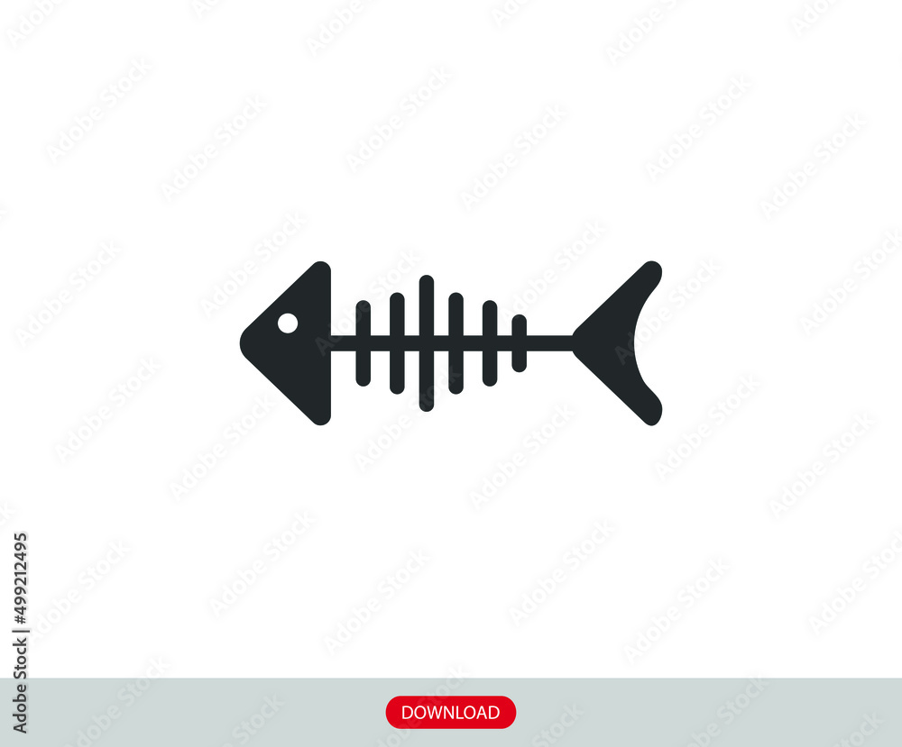Fish bone icon, vector illustration. Flat design style. vector fish