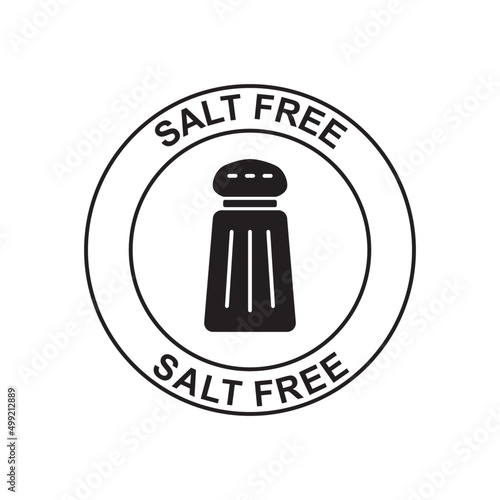Salt free, sodium free label icon in black flat glyph, filled style isolated on white background