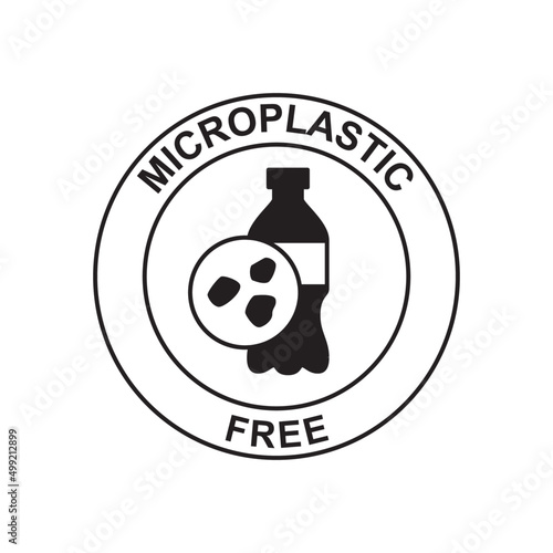 Microplastics free label rounded icon in black flat glyph, filled style isolated on white background