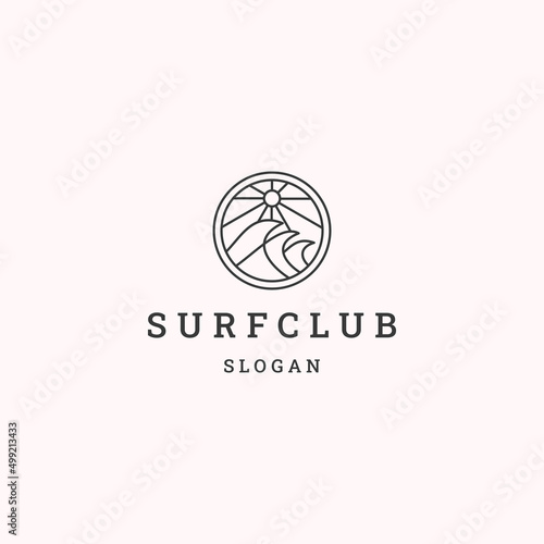 Surf club logo icon design template 