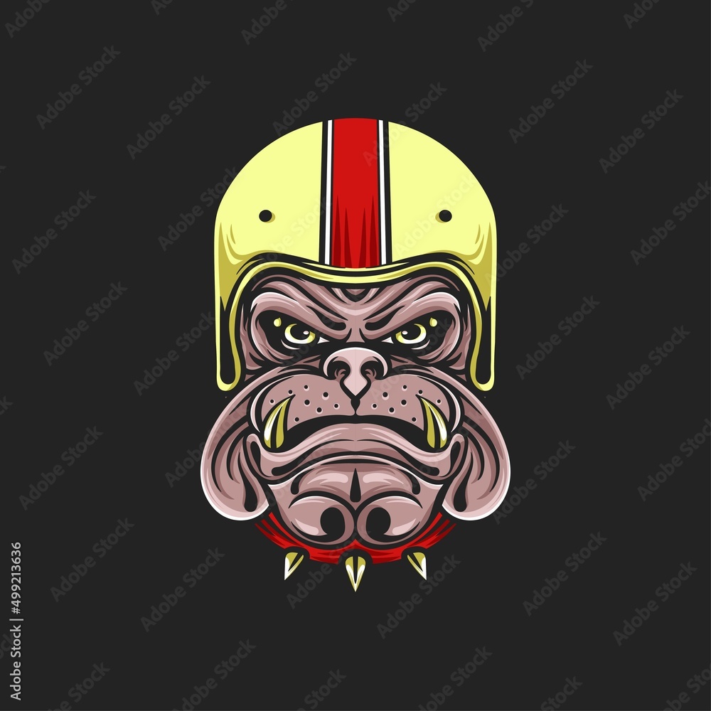 Naklejka premium Dog animal helmet motorcycle vector illustration