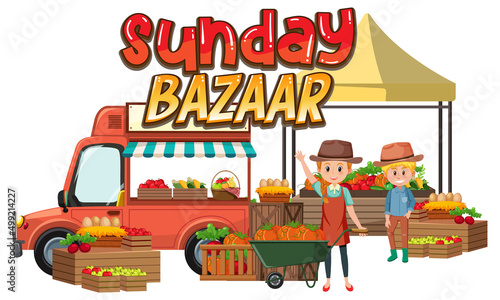 Flea market concept with fruit shop