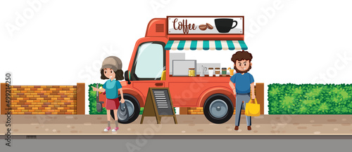People standing by the coffee truck