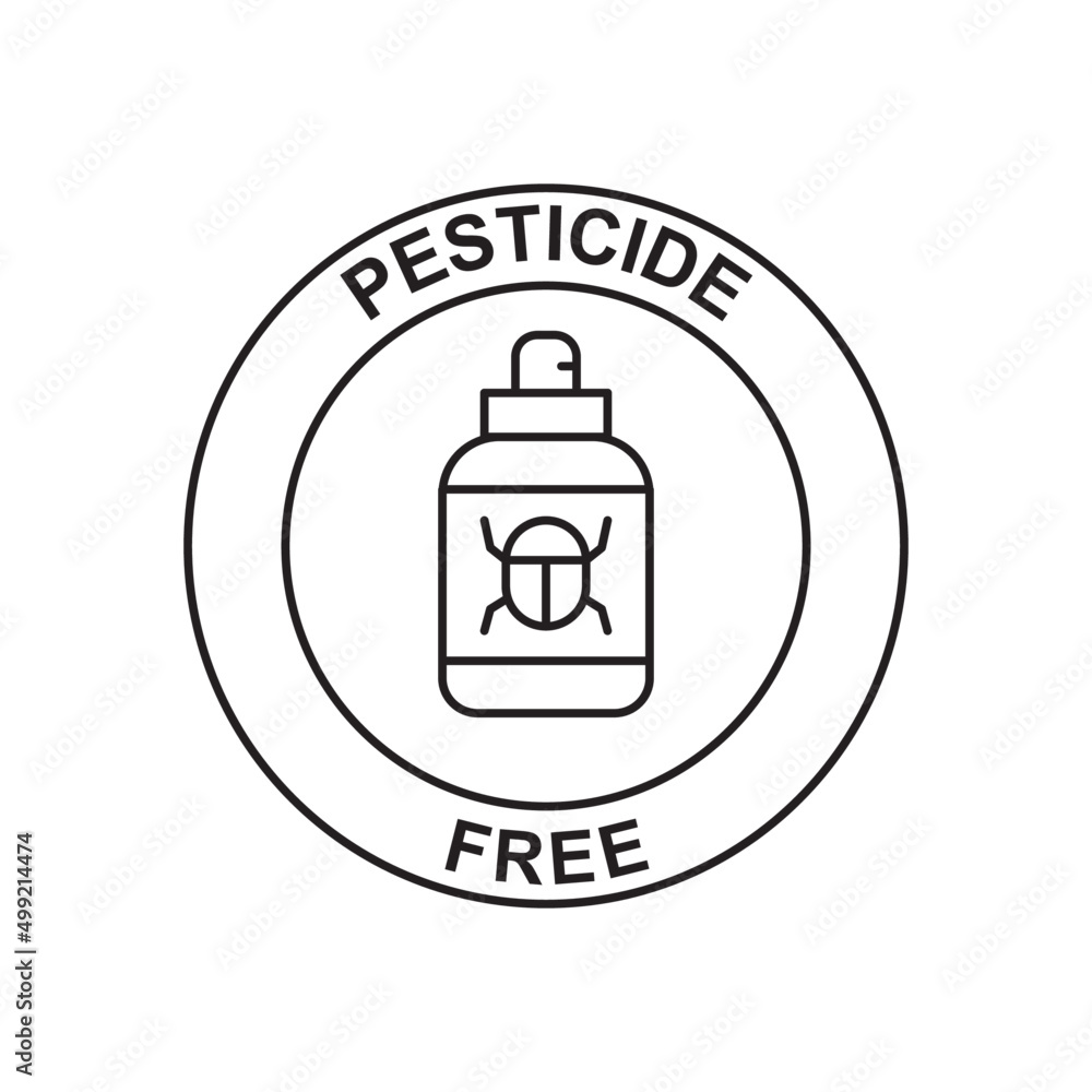 pesticide free label free icon in black line style icon, style isolated on white background pesticide free label free icon in black line style icon, style isolated on white background