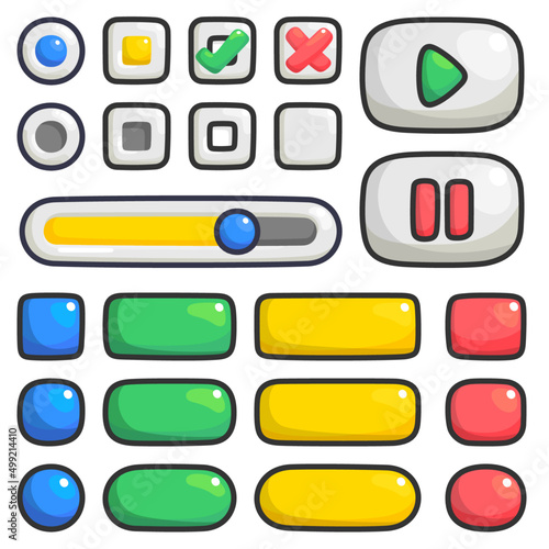 user interface octal buttons for web vector shiny glossy texture kawaii doodle vector illustration icon