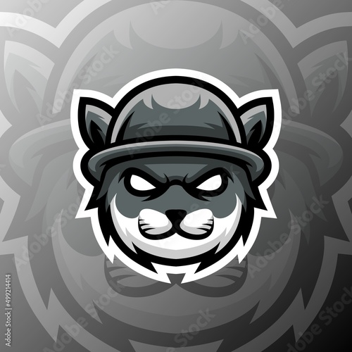 vector graphics illustration of a cat soldier in esport logo style. perfect for game team or product logo