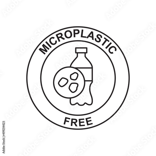 Microplastics free label rounded icon in black line style icon, style isolated on white background