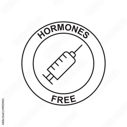 Hormones free label icon  in black line style icon, style isolated on white background
