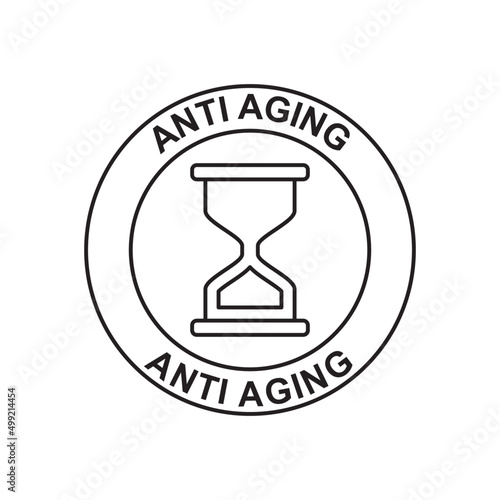 Anti-aging label icon in black line style icon, style isolated on white background