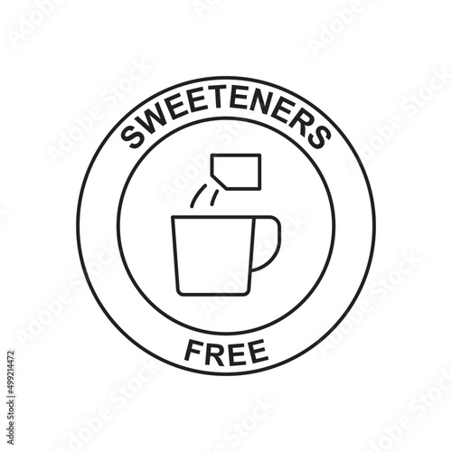 Sweeteners free label icon in black line style icon, style isolated on white background