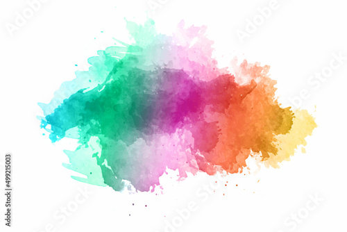 Colorful watercolor hand painted round shapes, stains, circles, blobs isolated on white. Illustration for artistic design