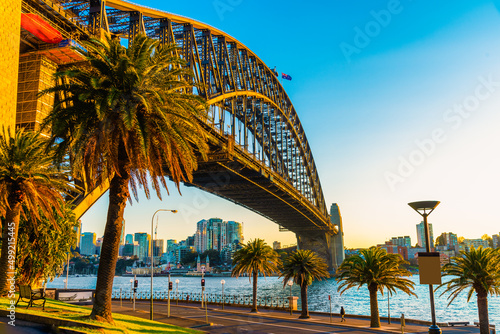 Sydney harbour bridge, Lanscape view of Sydney city skyline with Sydney harbour bridge in morning, Australia