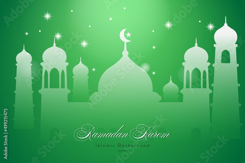Illustrations for celebrating Ramadan and Eid Al-Fitr, Islamic backgrounds with Arabic patterns and bright colors, suitable for commercials and Ramadan content. mosque silhouette in white color