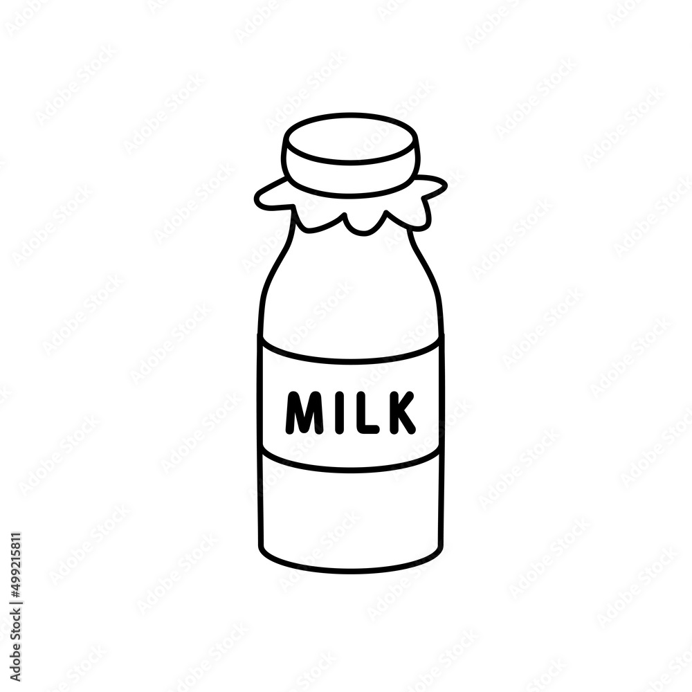 牛乳のシンプル線画イラスト 牛乳のシンプル線画イラスト