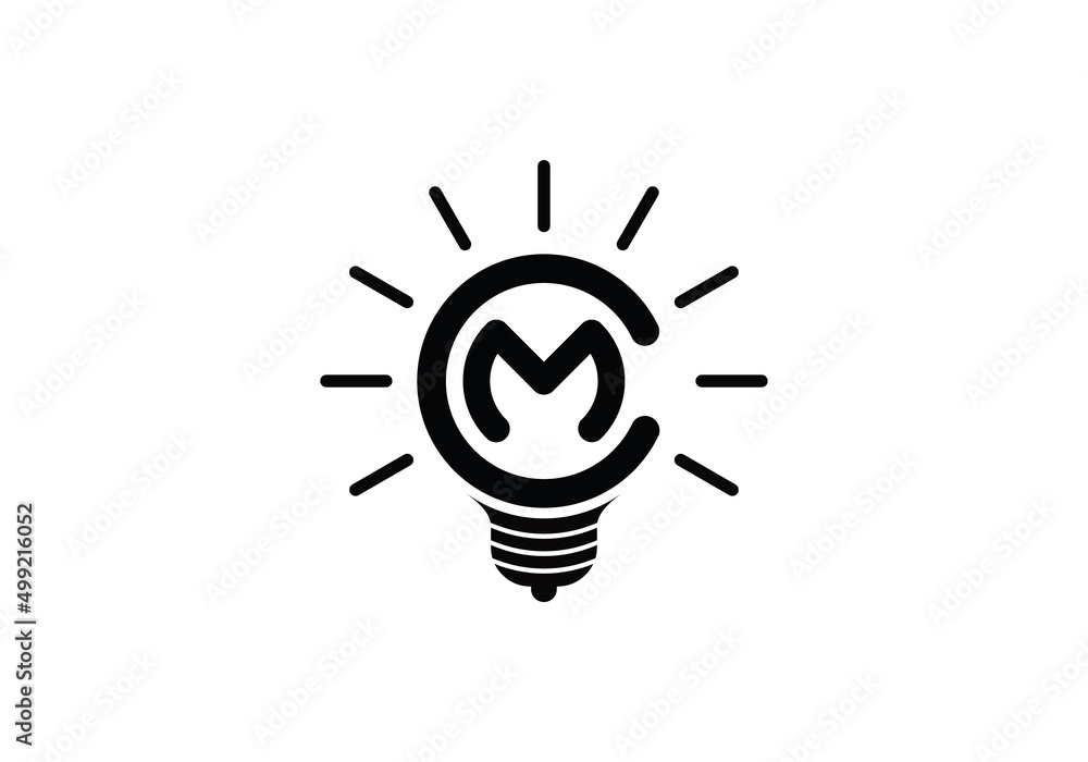 Smart idea bulb initial C M MC Logo, Bulb Creative logo. Unique and modern design Smart idea bulb initial C M MC Logo, Bulb Creative logo. Unique and modern design