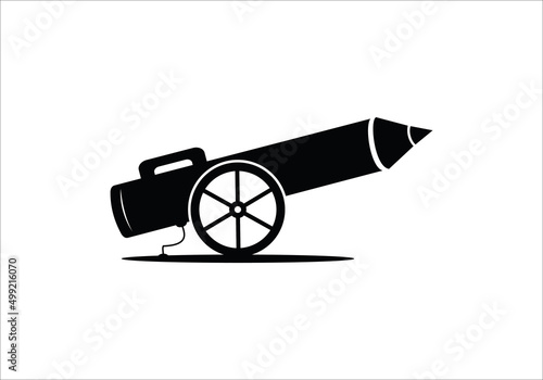 pencil cannon logo design concept Symbol Illustration