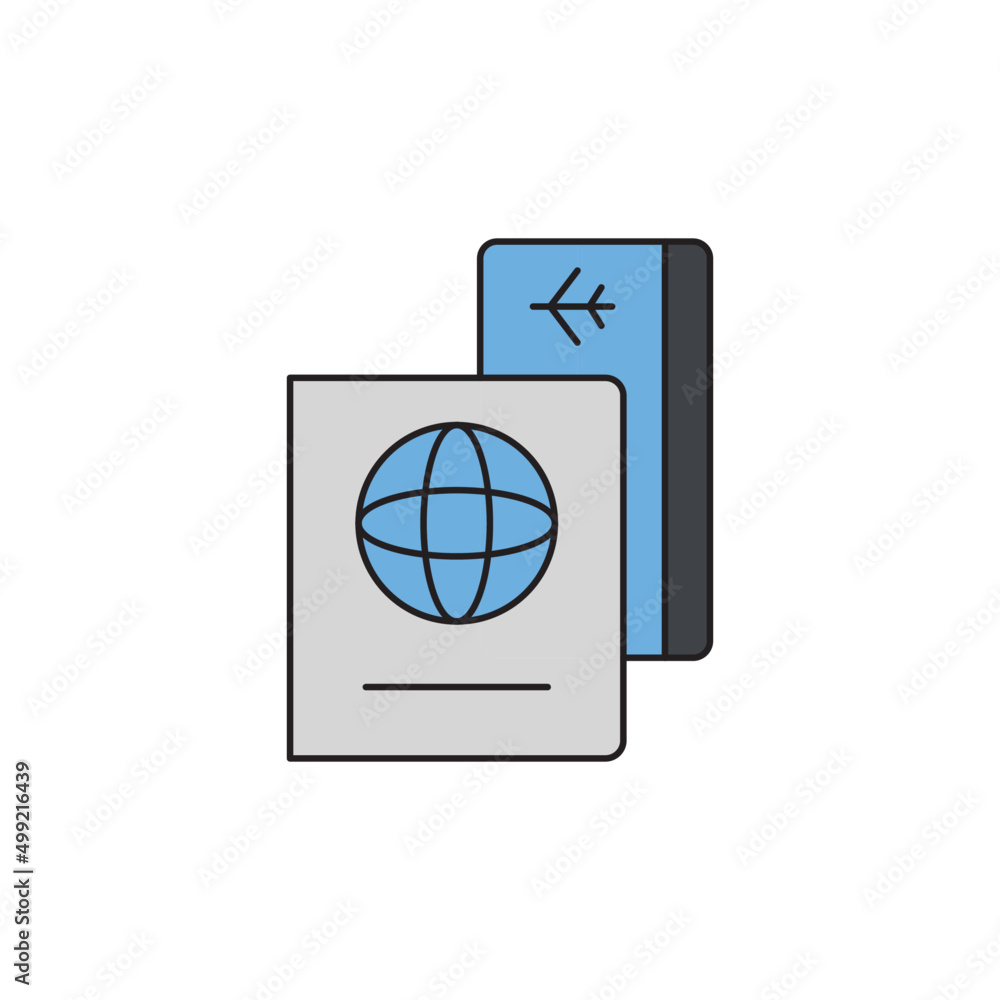 passport and ticket, travel document icon in black flat glyph, filled style isolated on white background passport and ticket, travel document icon in black flat glyph, filled style isolated on white background